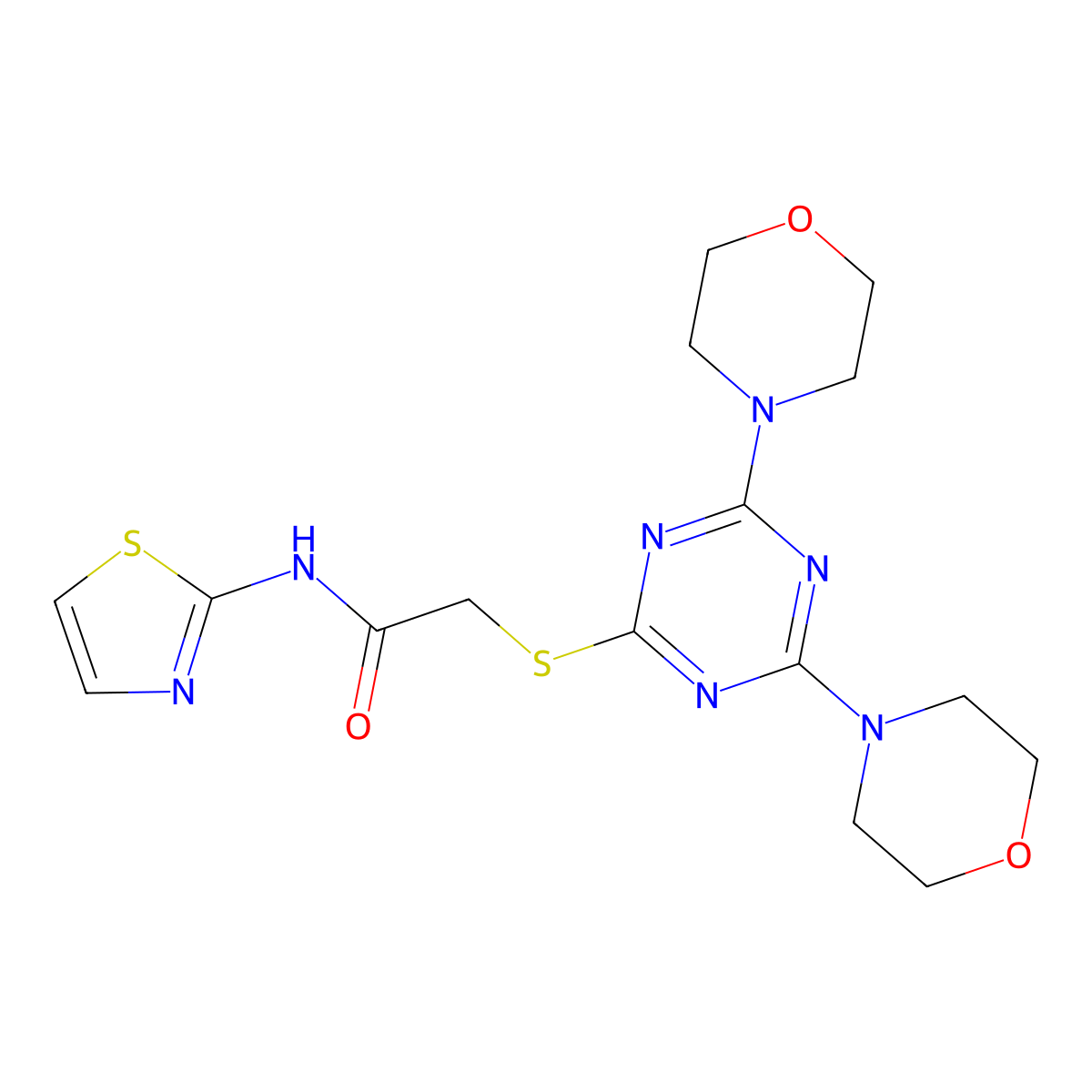 2-[(4,6-dimorpholin-4-yl-1,3,5-triazin-2-yl)sulfanyl]-N-(1,3-thiazol-2-yl)acetamide molecular structure, CAS 833430-06-1