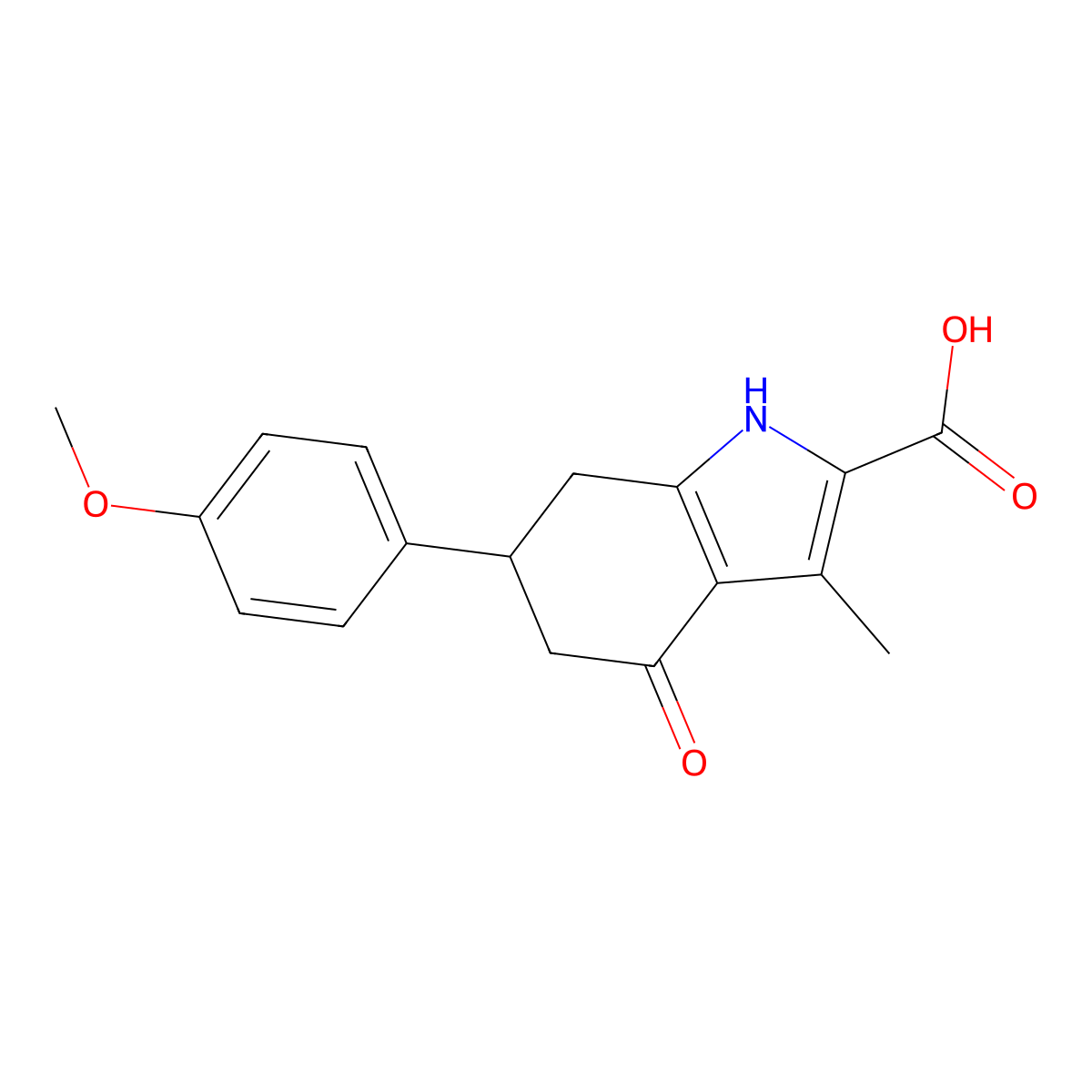 6-(4-methoxyphenyl)-3-methyl-4-oxo-4,5,6,7-tetrahydro-1H-indole-2-carboxylic acid molecular structure, CAS 833430-21-0