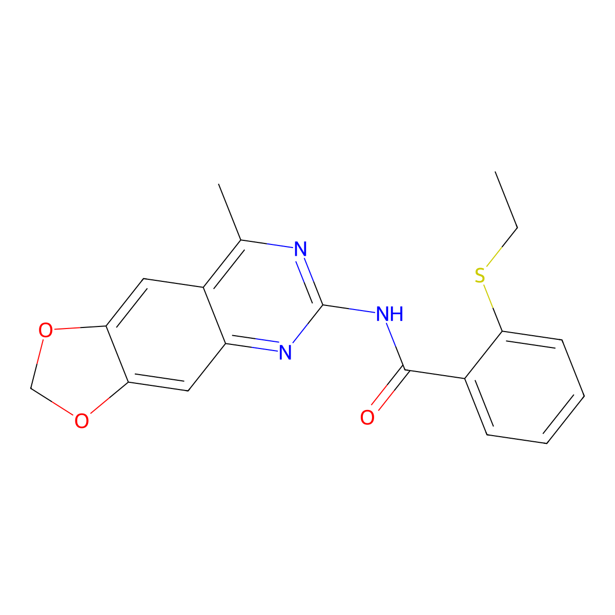 2-ethylsulfanyl-N-(8-methyl-[1,3]dioxolo[4,5-g]quinazolin-6-yl)benzamide molecular structure, CAS 833430-29-8
