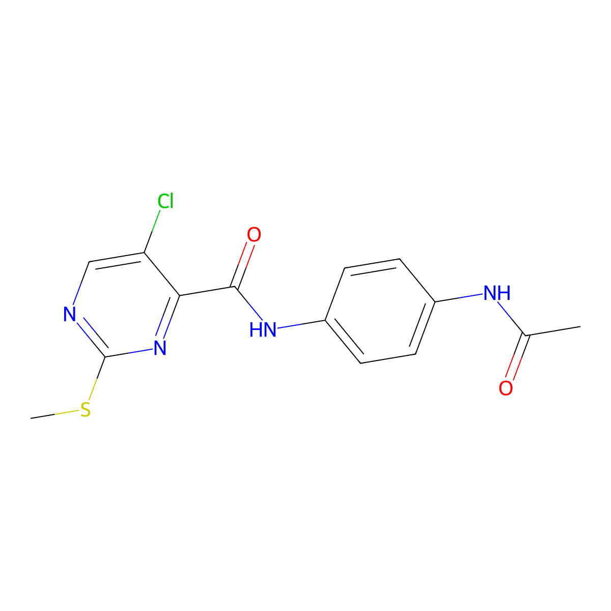 5-chloro-N-(4-acetamidophenyl)-2-(methylsulfanyl)pyrimidine-4-carboxamide molecular structure, CAS 833430-42-5