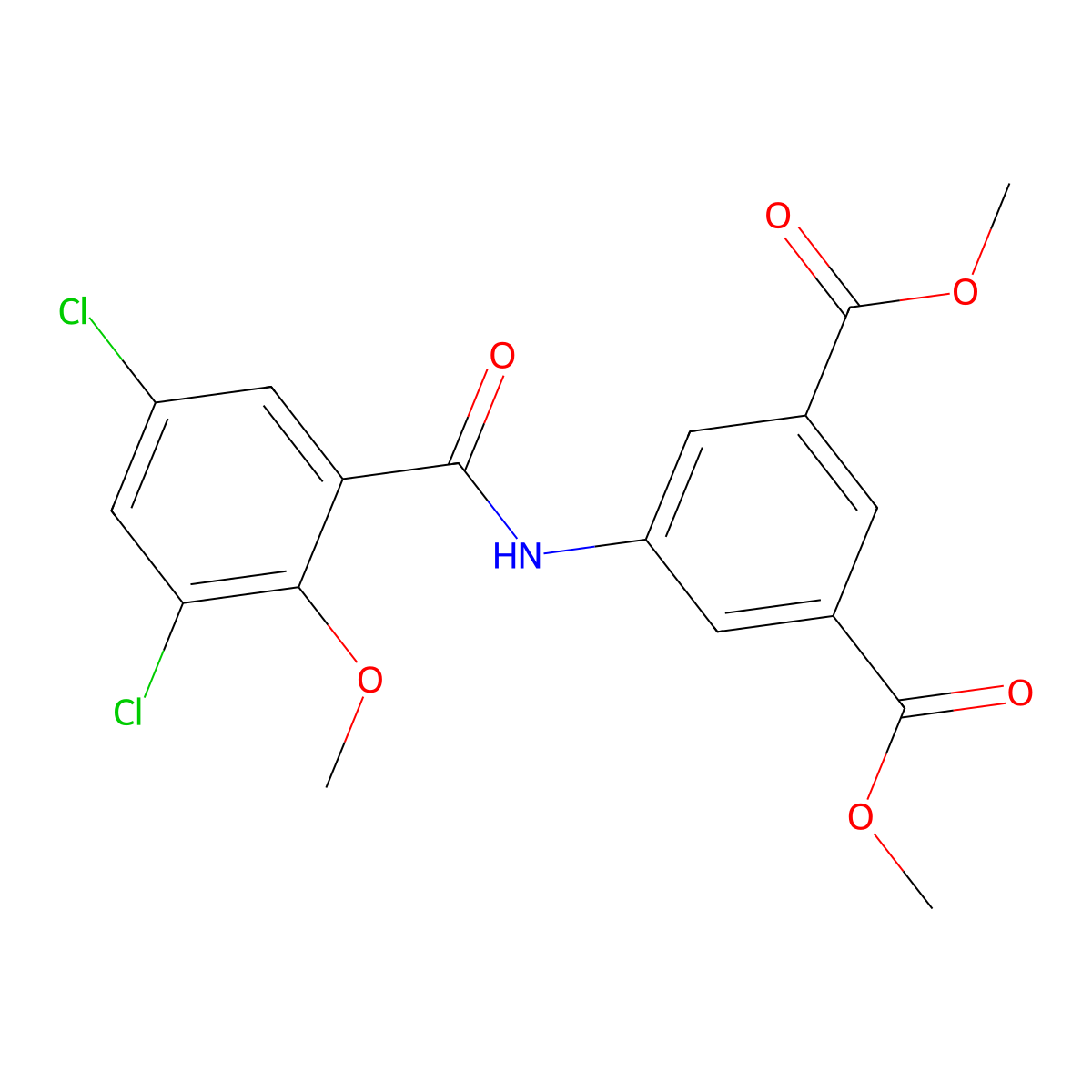 Dimethyl 5-[(3,5-dichloro-2-methoxybenzoyl)amino]isophthalate molecular structure, CAS 833430-68-5