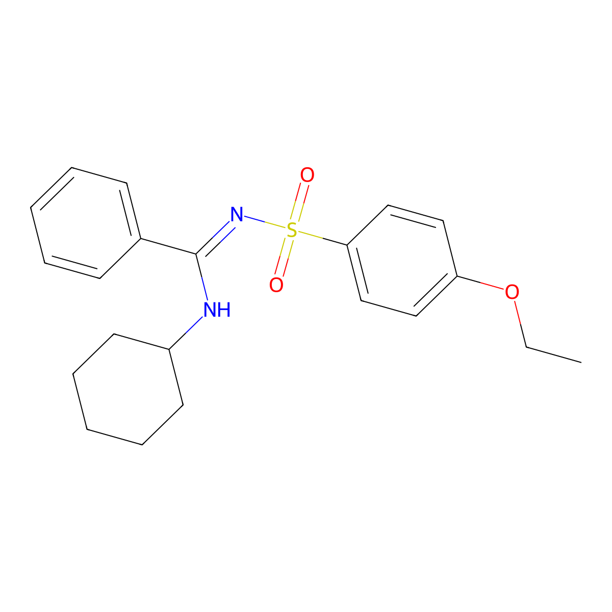 N'-cyclohexyl-N-(4-ethoxyphenyl)sulfonylbenzenecarboximidamide molecular structure, CAS 833430-75-4