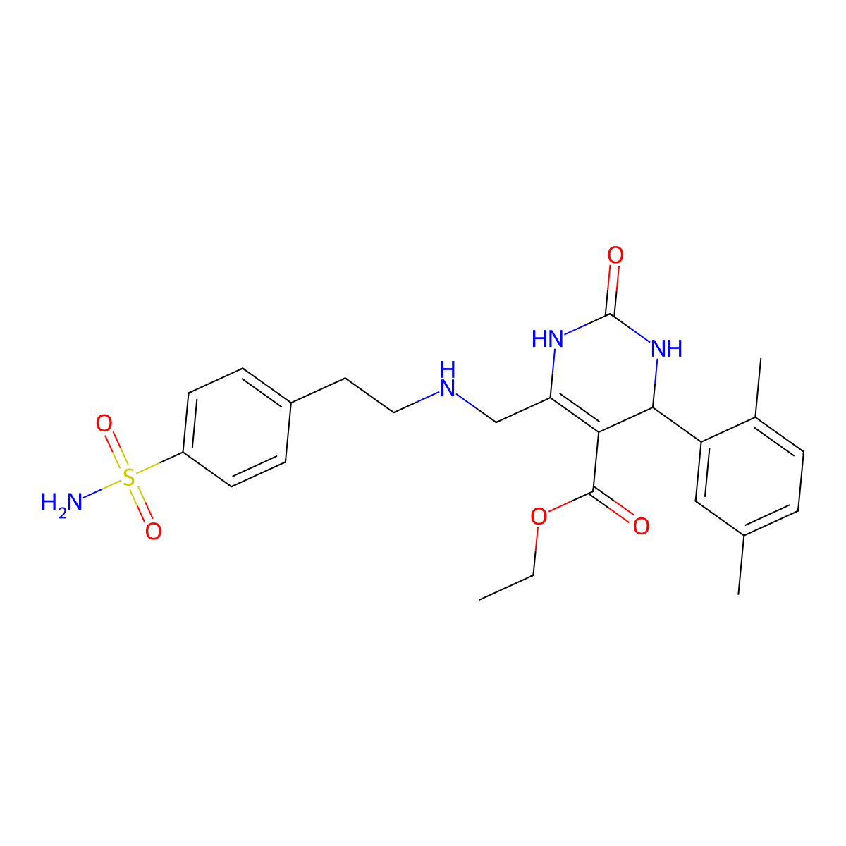 ethyl 4-(2,5-dimethylphenyl)-2-oxo-6-[[2-(4-sulfamoylphenyl)ethylamino]methyl]-3,4-dihydro-1H-pyrimidine-5-carboxylate molecular structure, CAS 833430-98-1