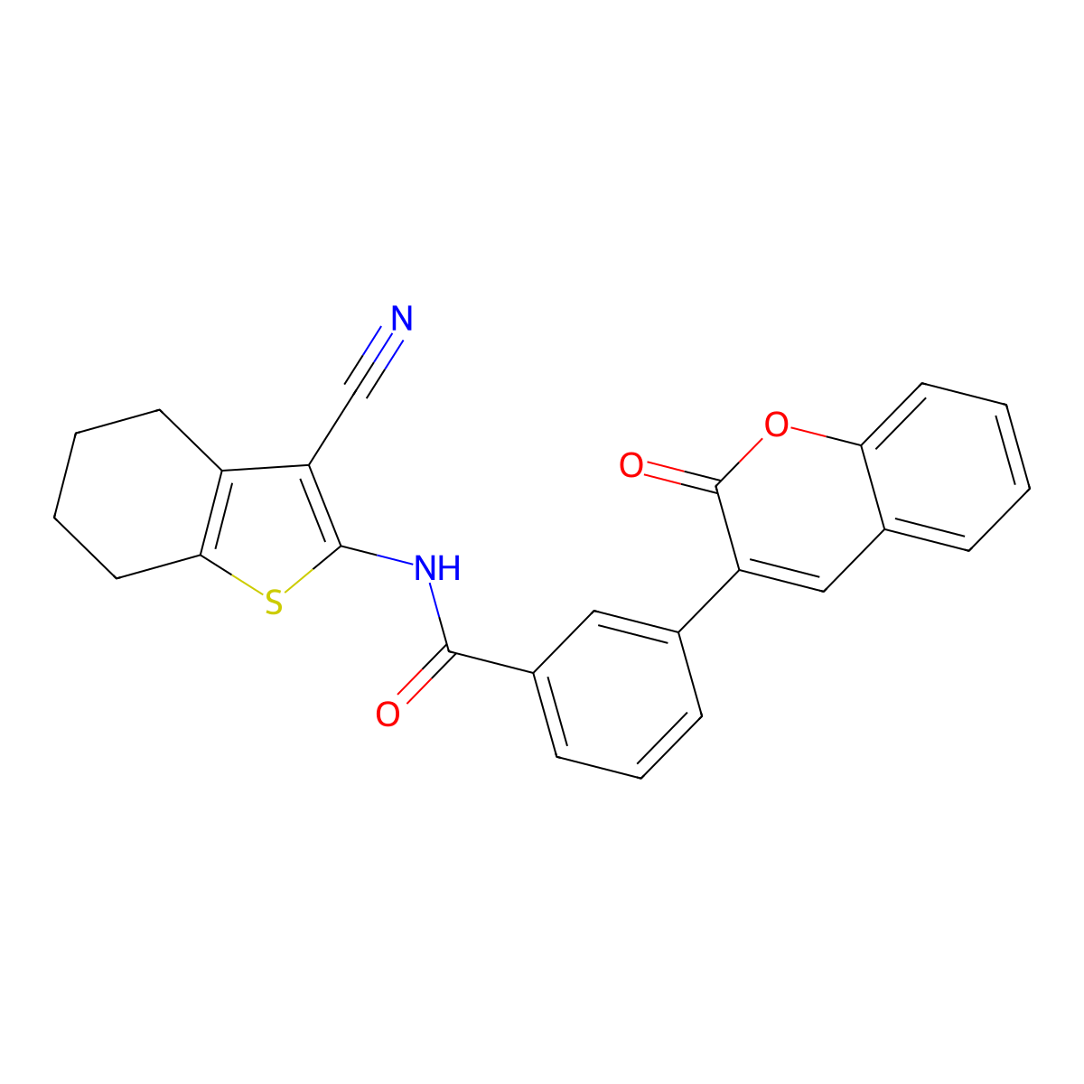N-(3-cyano-4,5,6,7-tetrahydro-1-benzothiophen-2-yl)-3-(2-oxochromen-3-yl)benzamide molecular structure, CAS 833431-04-2