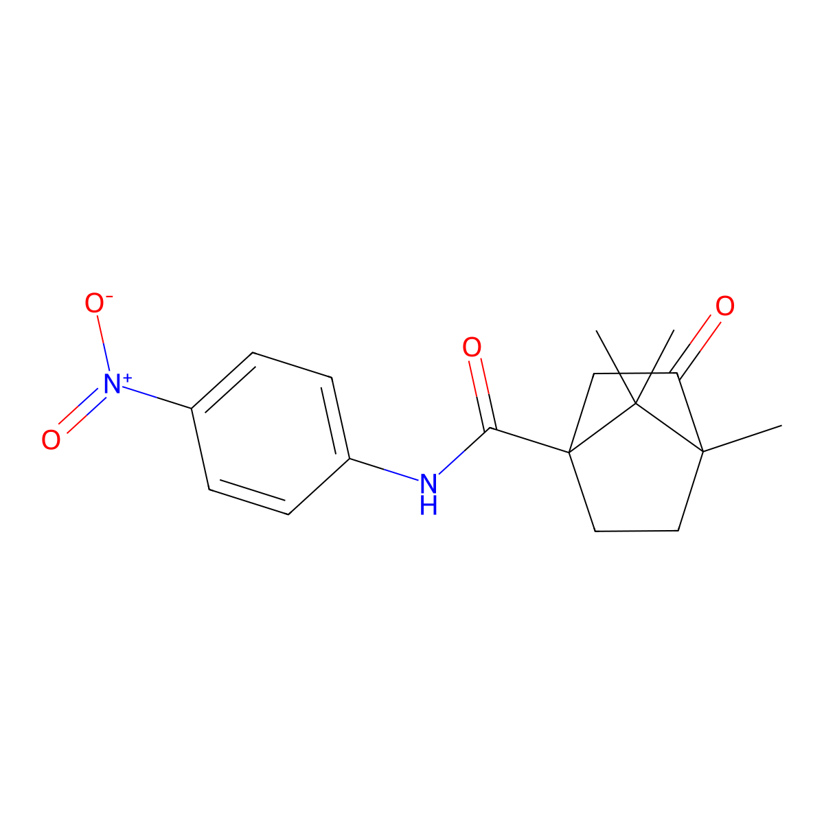4,7,7-trimethyl-N-(4-nitrophenyl)-3-oxobicyclo[2.2.1]heptane-1-carboxamide molecular structure, CAS 833431-05-3
