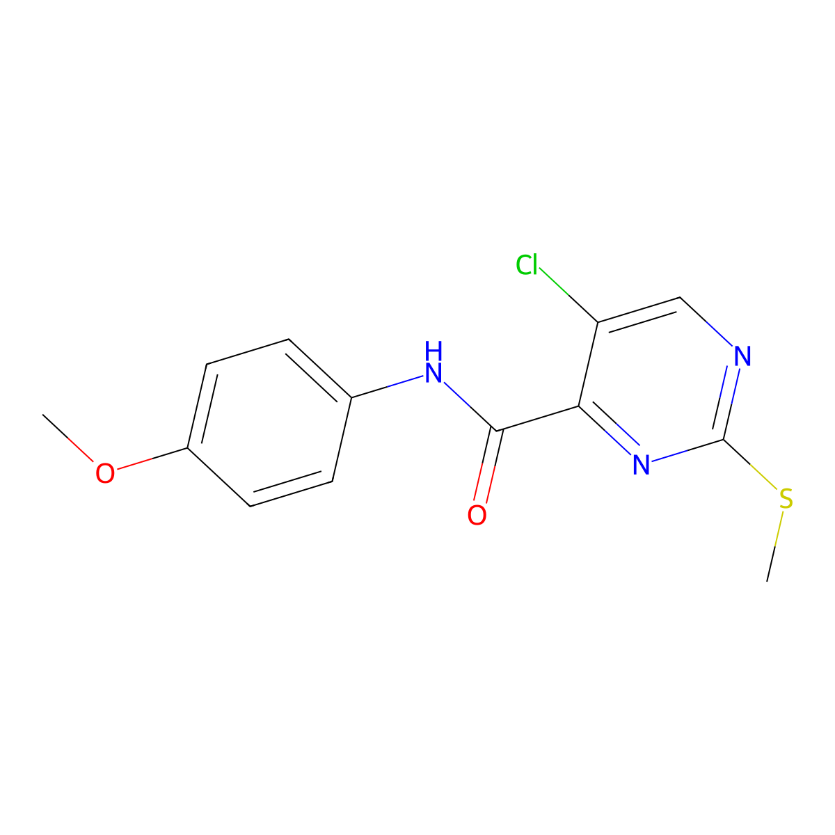 5-chloro-N-(4-methoxyphenyl)-2-(methylsulfanyl)pyrimidine-4-carboxamide molecular structure, CAS 833431-09-7