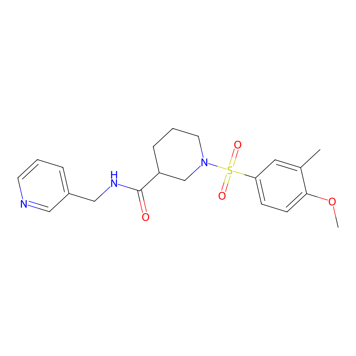 1-(4-methoxy-3-methylphenyl)sulfonyl-N-(pyridin-3-ylmethyl)piperidine-3-carboxamide molecular structure, CAS 833431-24-6