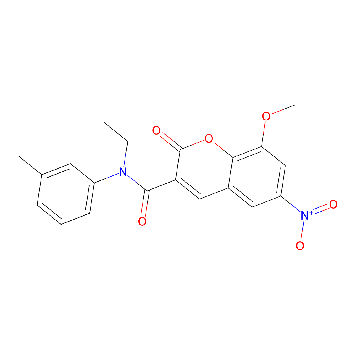 N-ethyl-8-methoxy-N-(3-methylphenyl)-6-nitro-2-oxo-2H-chromene-3-carboxamide molecular structure, CAS 833431-26-8