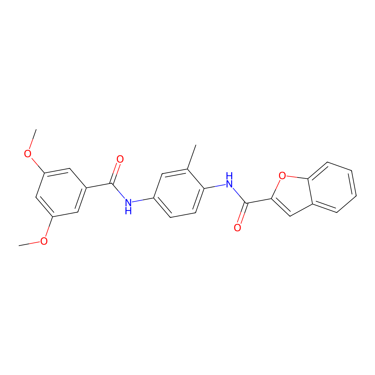 N-{4-[(3,5-dimethoxybenzoyl)amino]-2-methylphenyl}-1-benzofuran-2-carboxamide molecular structure, CAS 833431-44-0