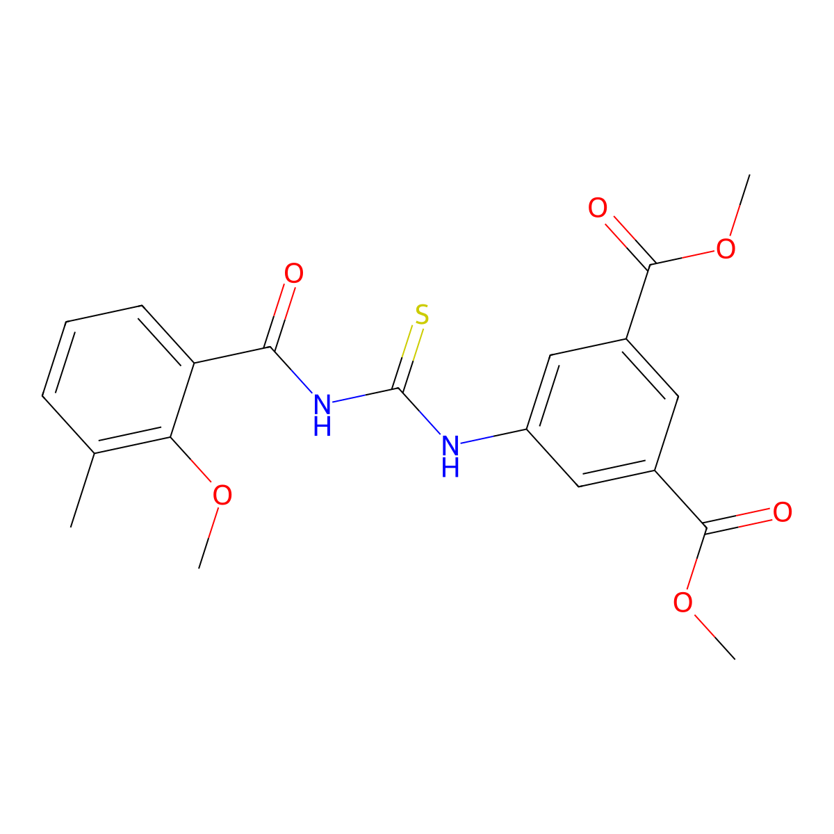 Dimethyl 5-({[(2-methoxy-3-methylbenzoyl)amino]carbothioyl}amino)isophthalate molecular structure, CAS 833431-69-9