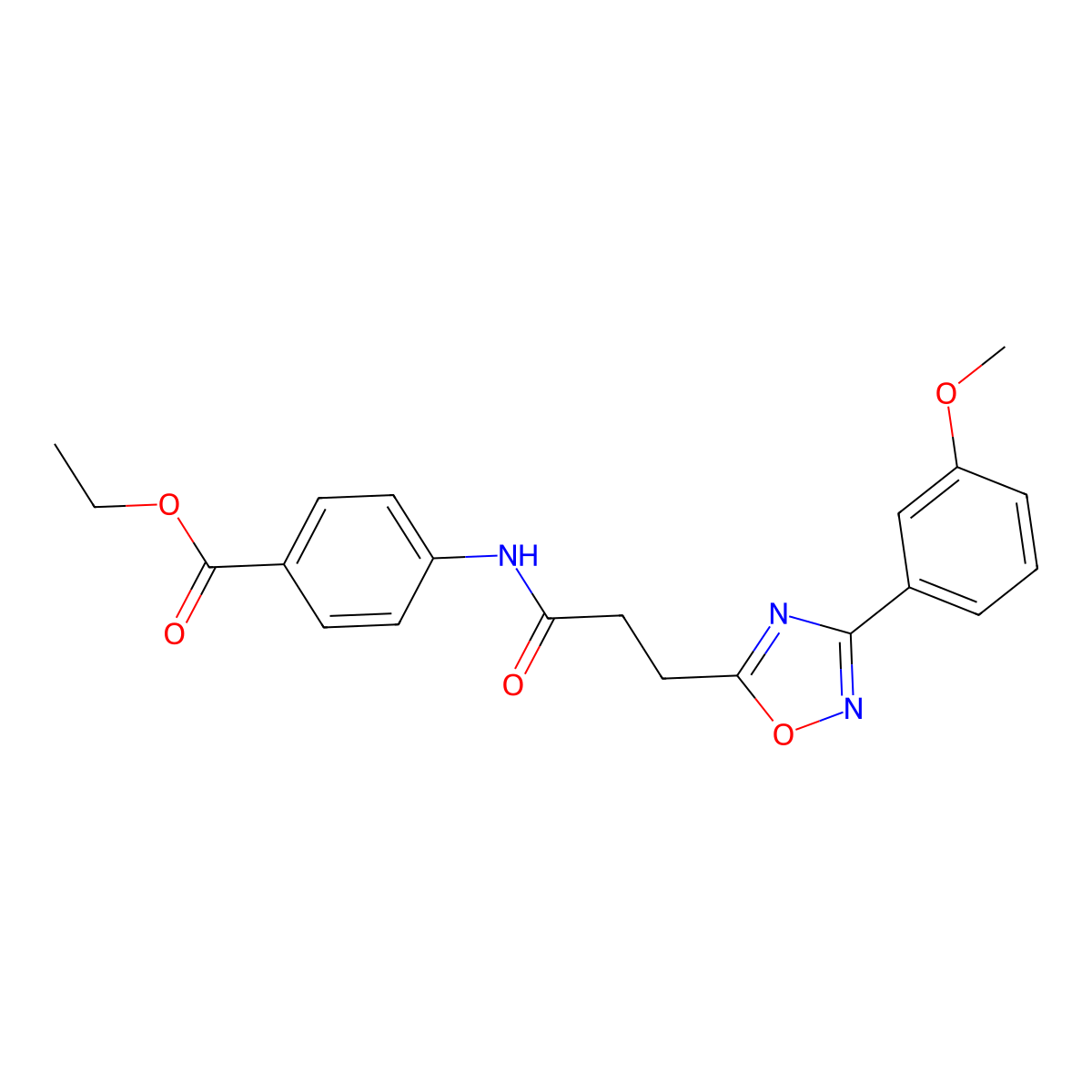 Ethyl 4-({3-[3-(3-methoxyphenyl)-1,2,4-oxadiazol-5-yl]propanoyl}amino)benzoate molecular structure, CAS 833431-83-7