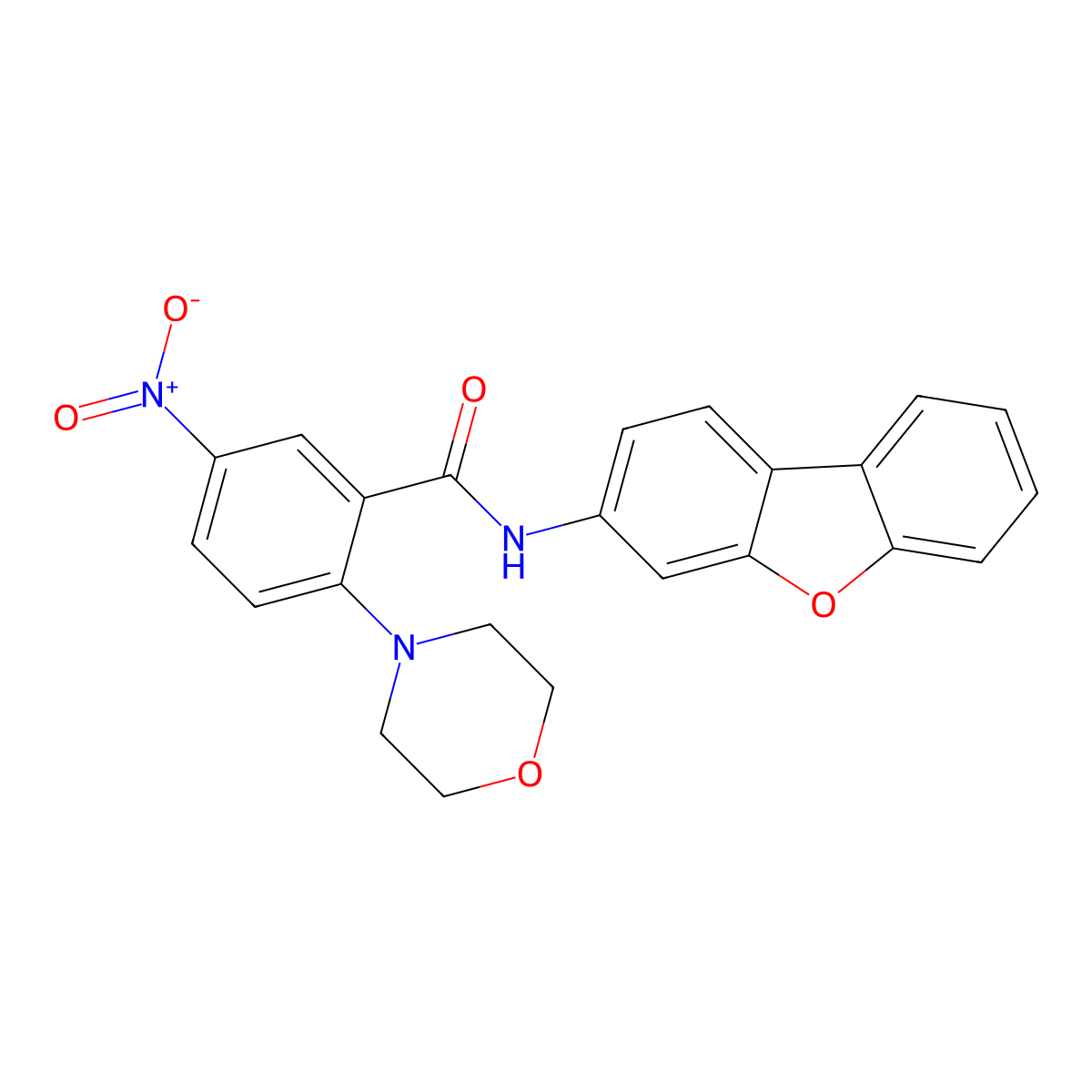 N-dibenzofuran-3-yl-2-morpholin-4-yl-5-nitrobenzamide molecular structure, CAS 833432-17-0