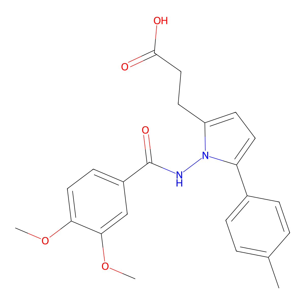 3-[1-{[(3,4-dimethoxyphenyl)carbonyl]amino}-5-(4-methylphenyl)-1H-pyrrol-2-yl]propanoic acid molecular structure, CAS 833432-56-7