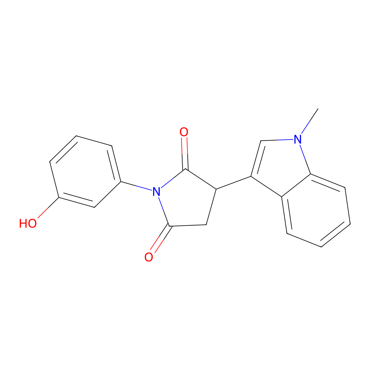 1-(3-hydroxyphenyl)-3-(1-methyl-1H-indol-3-yl)pyrrolidine-2,5-dione molecular structure, CAS 833432-67-0