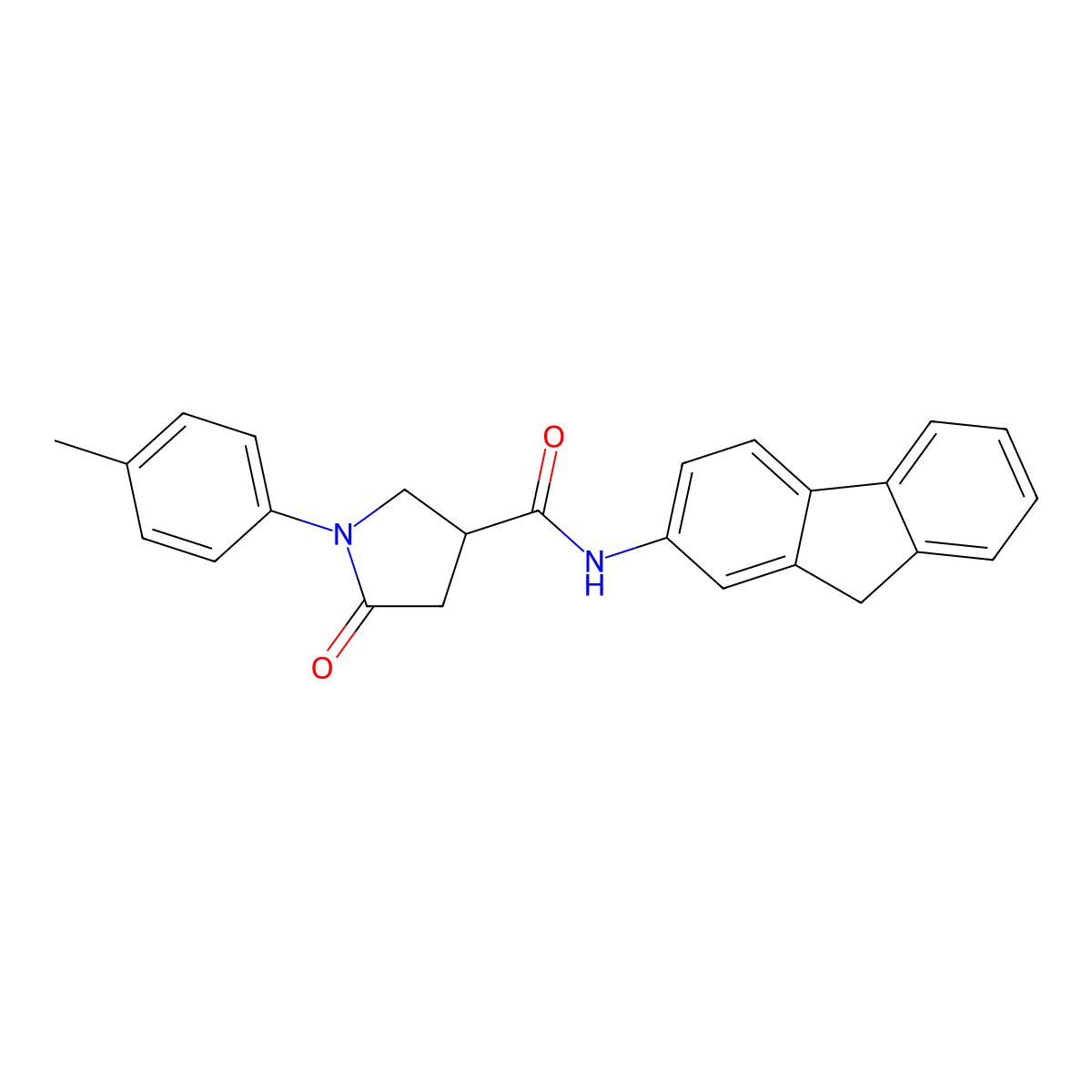 N-(9H-fluoren-2-yl)-1-(4-methylphenyl)-5-oxopyrrolidine-3-carboxamide molecular structure, CAS 833432-69-2
