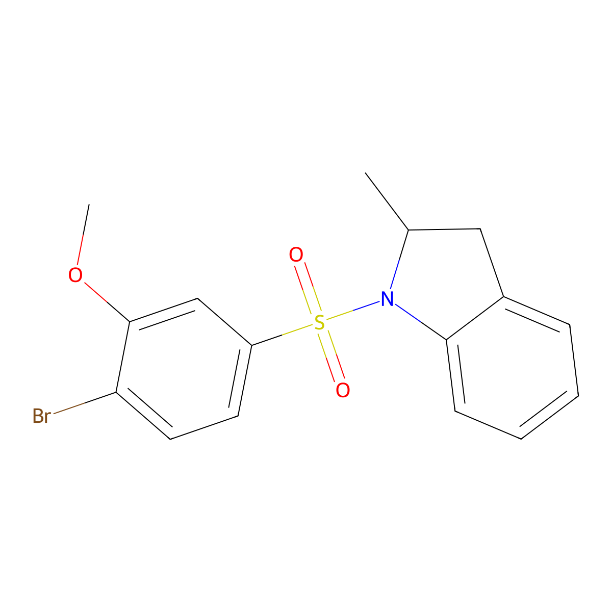 1-Bromo-2-methoxy-4-[(2-methylindolinyl)sulfonyl]benzene molecular structure, CAS 833432-80-7