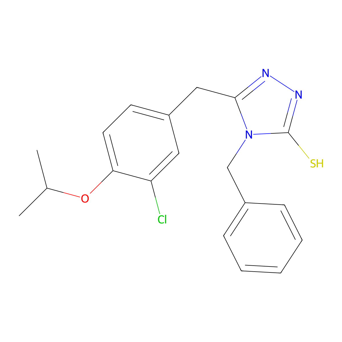 4-benzyl-3-[(3-chloro-4-propan-2-yloxyphenyl)methyl]-1H-1,2,4-triazole-5-thione molecular structure, CAS 833432-94-3