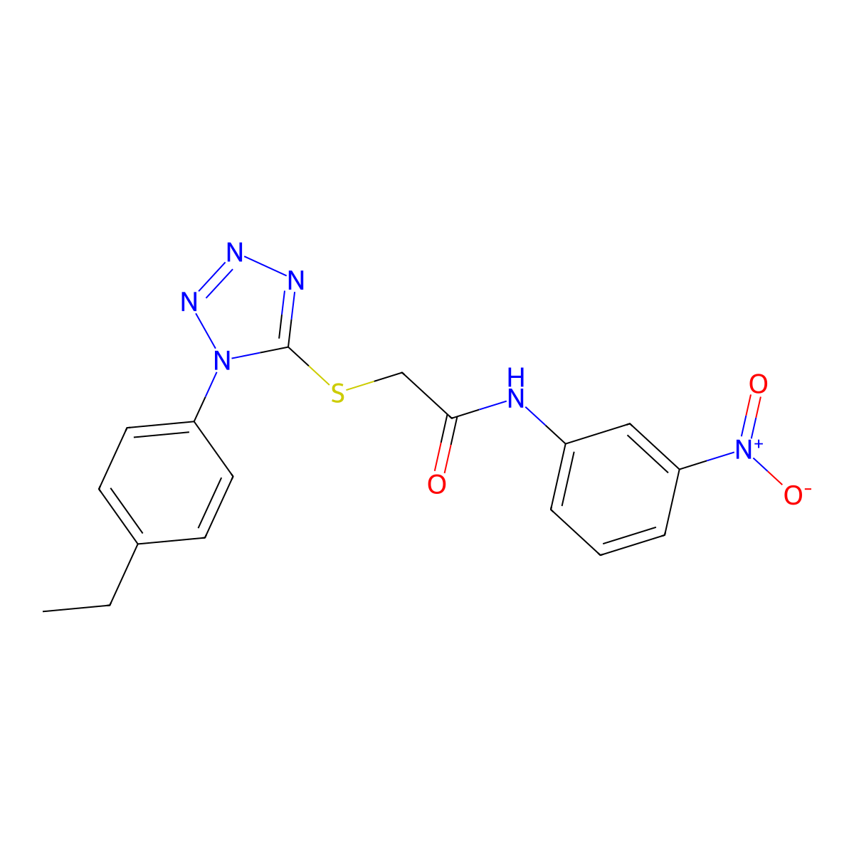 2-[1-(4-ethylphenyl)tetrazol-5-yl]sulfanyl-N-(3-nitrophenyl)acetamide molecular structure, CAS 833433-02-6