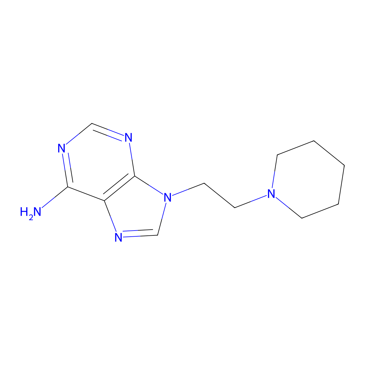 9-(2-Piperidin-1-ylethyl)purin-6-amine molecular structure, CAS 833433-05-9