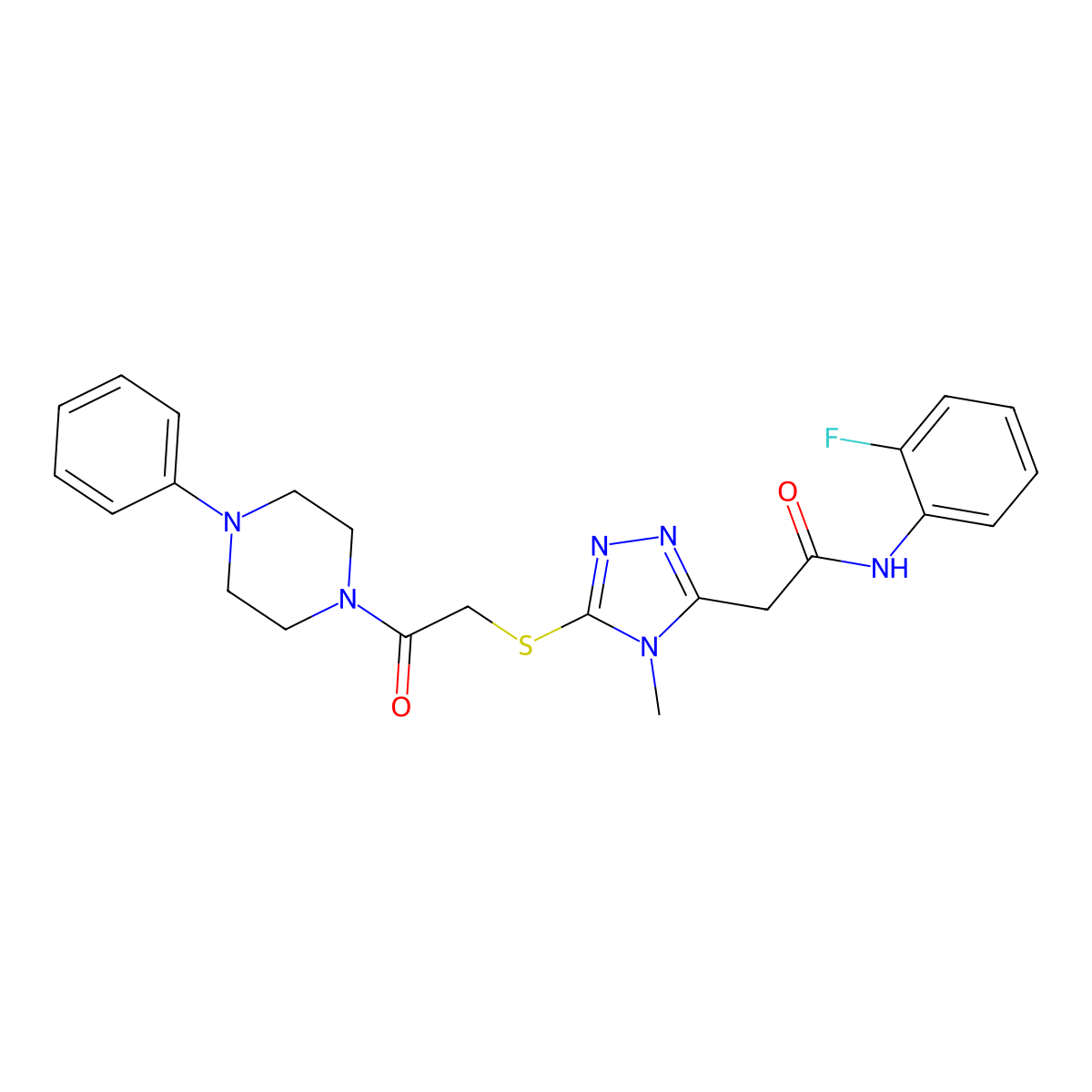N-(2-fluorophenyl)-2-[4-methyl-5-[2-oxo-2-(4-phenylpiperazin-1-yl)ethyl]sulfanyl-1,2,4-triazol-3-yl]acetamide molecular structure, CAS 833433-08-2