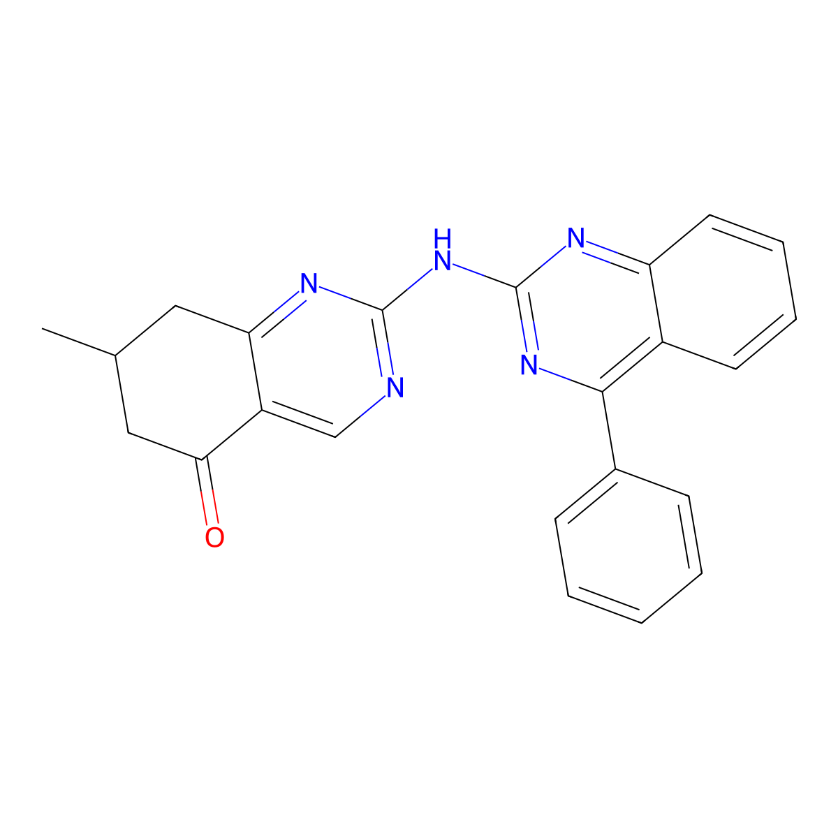 7-methyl-2-[(4-phenylquinazolin-2-yl)amino]-7,8-dihydroquinazolin-5(6H)-one molecular structure, CAS 833433-17-3