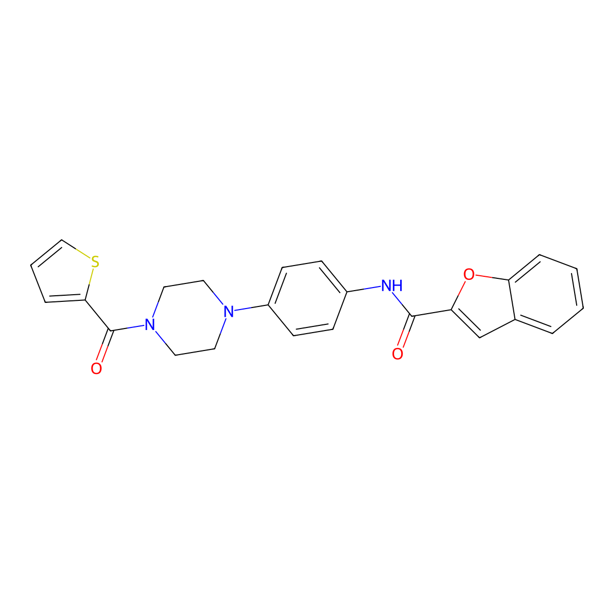 N-[4-[4-(thiophene-2-carbonyl)piperazin-1-yl]phenyl]-1-benzofuran-2-carboxamide molecular structure, CAS 833433-20-8