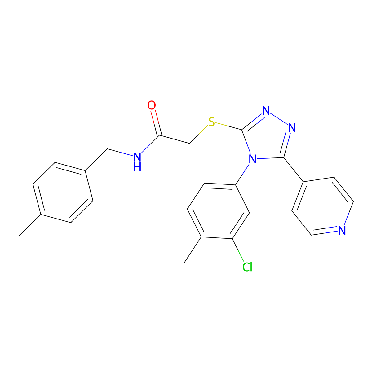 2-[[4-(3-chloro-4-methylphenyl)-5-pyridin-4-yl-1,2,4-triazol-3-yl]sulfanyl]-N-[(4-methylphenyl)methyl]acetamide molecular structure, CAS 833433-34-4