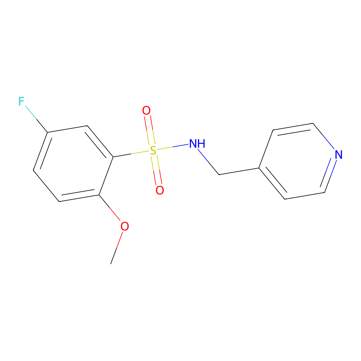 5-fluoro-2-methoxy-N-(pyridin-4-ylmethyl)benzenesulfonamide molecular structure, CAS 833433-37-7