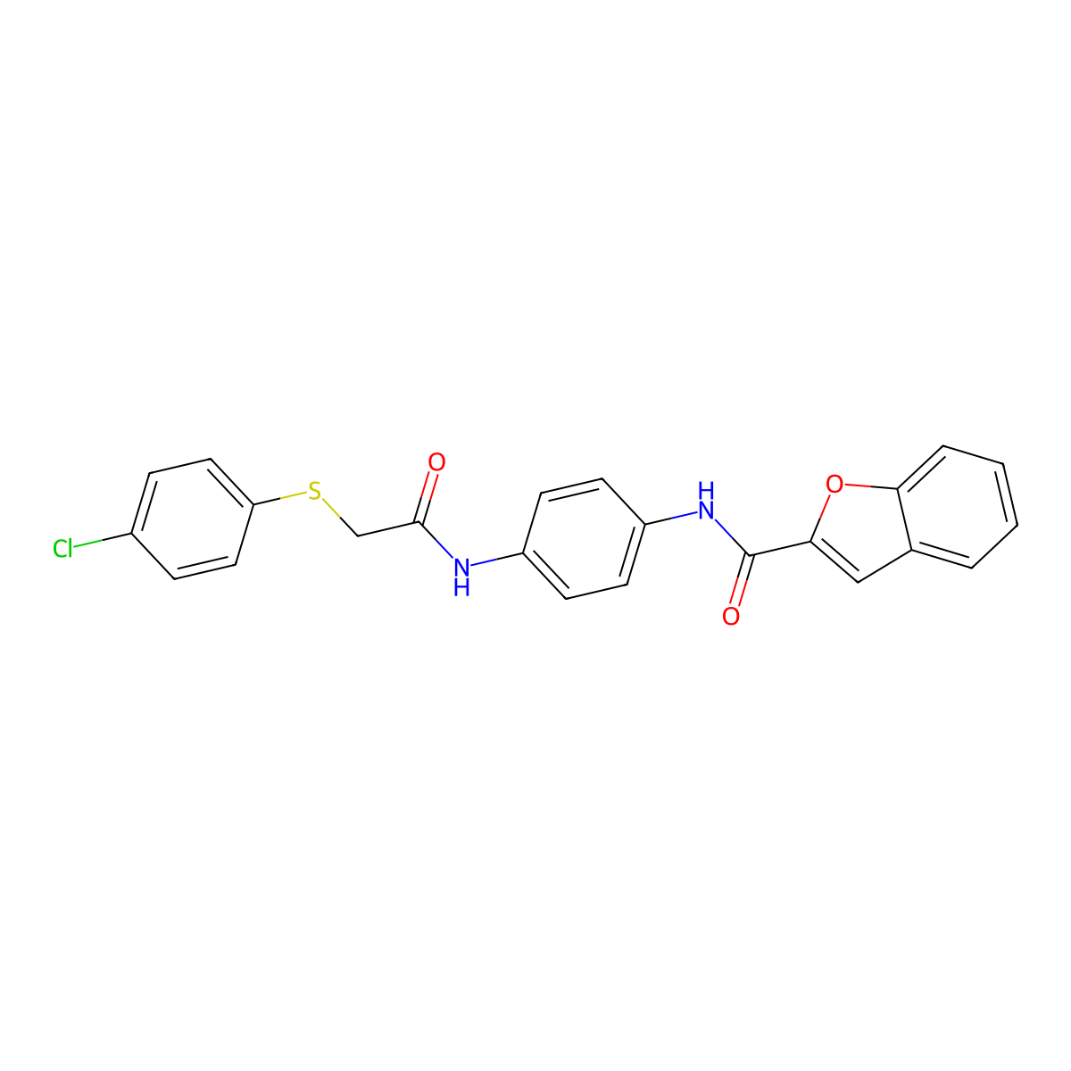 N-[4-[[2-(4-chlorophenyl)sulfanylacetyl]amino]phenyl]-1-benzofuran-2-carboxamide molecular structure, CAS 833433-54-8