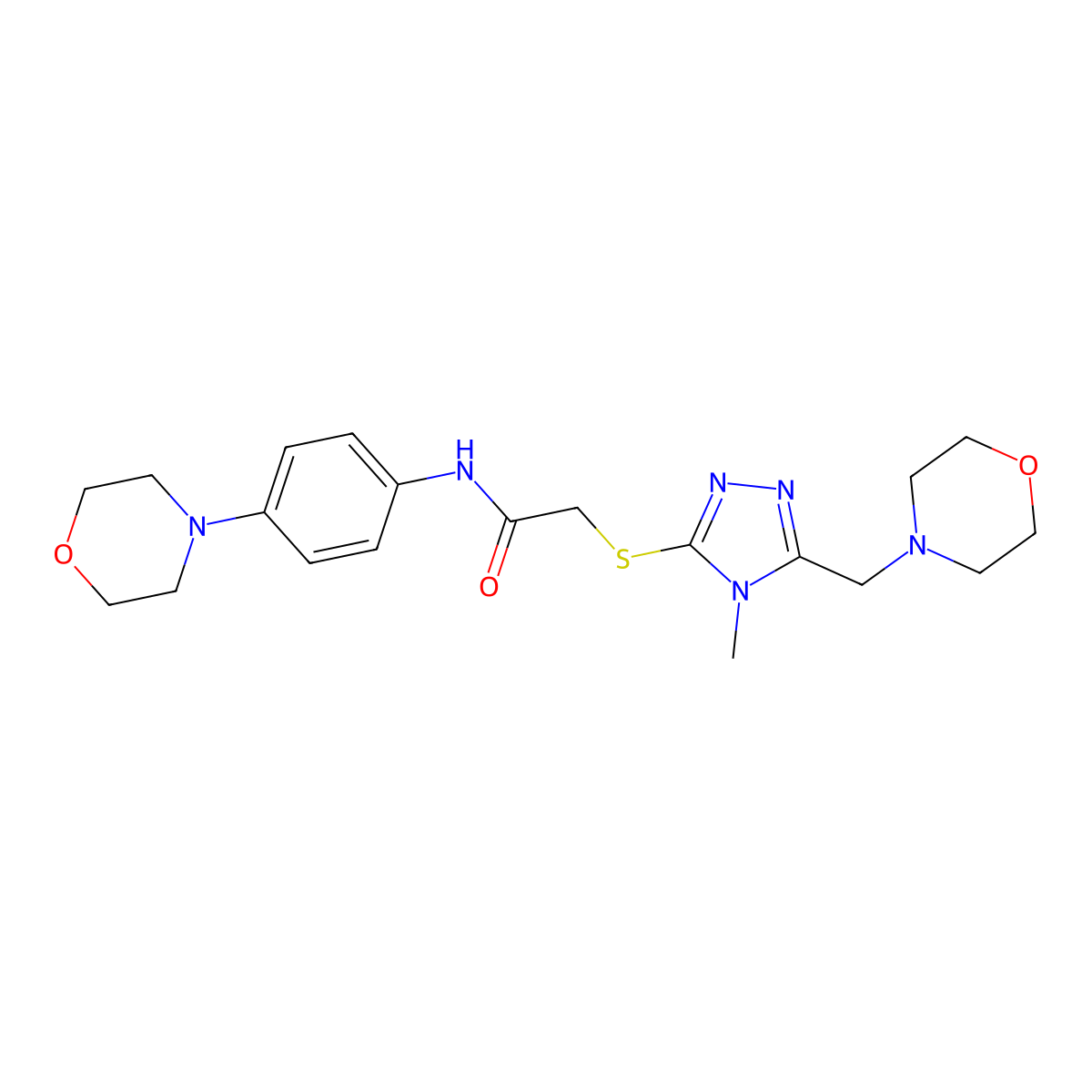 2-[[4-methyl-5-(morpholin-4-ylmethyl)-1,2,4-triazol-3-yl]sulfanyl]-N-(4-morpholin-4-ylphenyl)acetamide molecular structure, CAS 833433-56-0