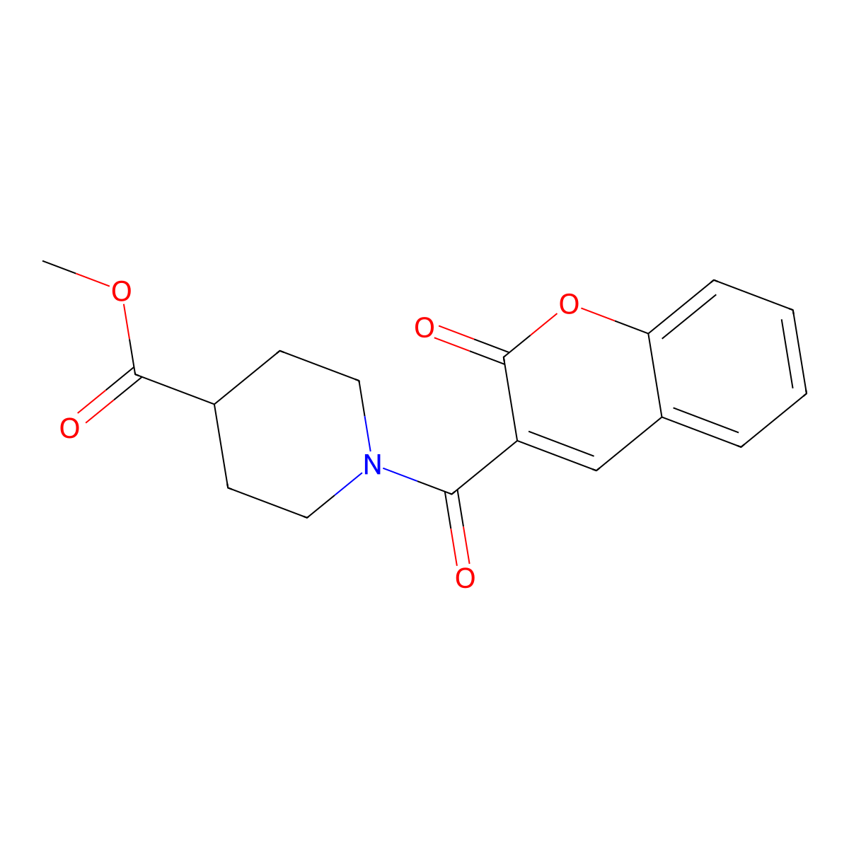 1-[Oxo-(2-oxo-1-benzopyran-3-yl)methyl]-4-piperidinecarboxylic acid methyl ester molecular structure, CAS 833433-76-4
