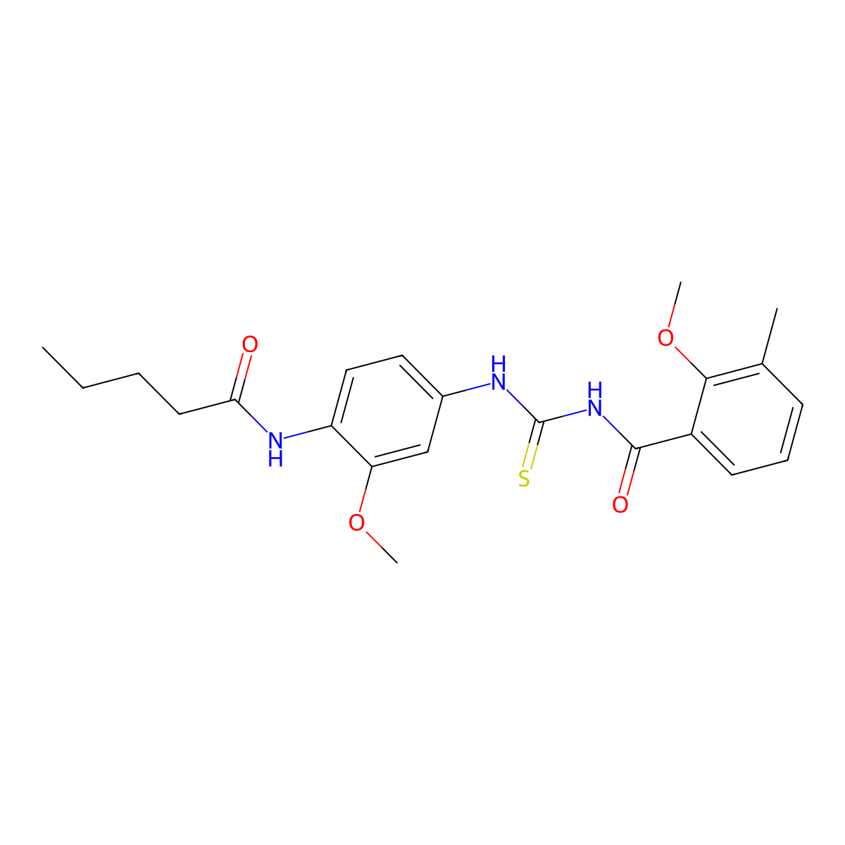 2-methoxy-N-[[3-methoxy-4-(pentanoylamino)phenyl]carbamothioyl]-3-methylbenzamide molecular structure, CAS 833433-87-7
