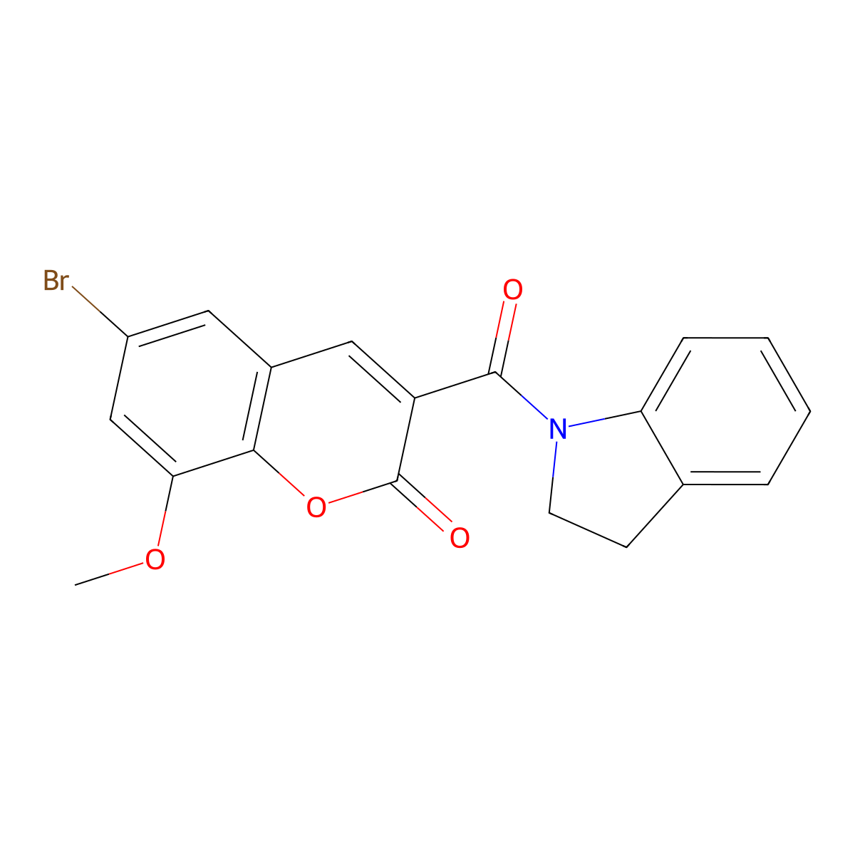 6-bromo-3-(indoline-1-carbonyl)-8-methoxy-2H-chromen-2-one molecular structure, CAS 833433-89-9