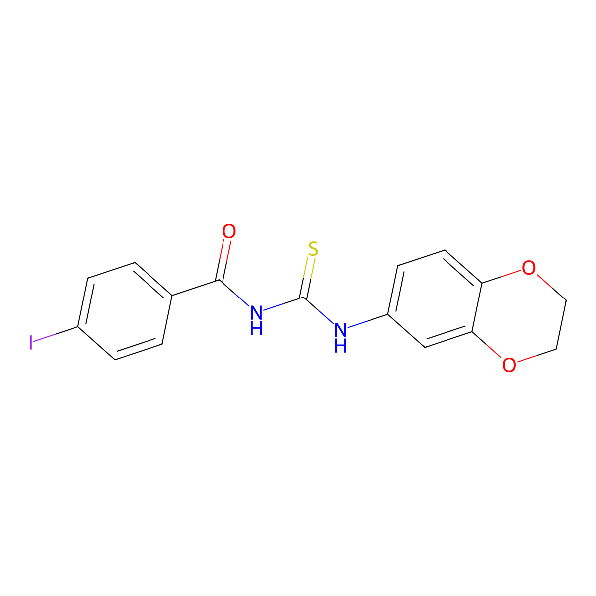 N-(2,3-dihydro-1,4-benzodioxin-6-ylcarbamothioyl)-4-iodobenzamide molecular structure, CAS 833433-97-9