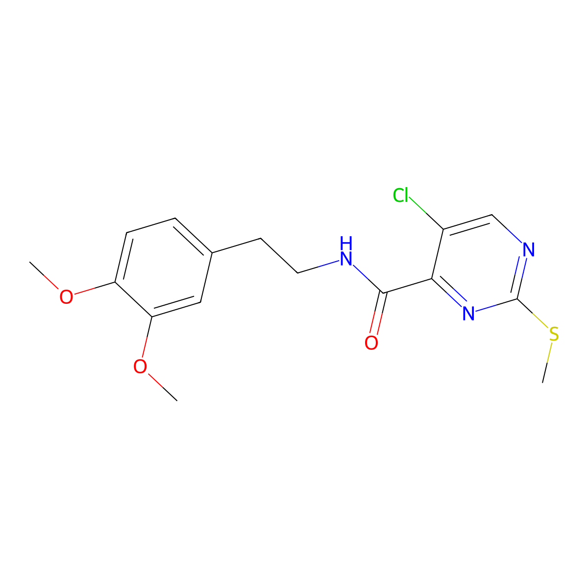 5-chloro-N-[2-(3,4-dimethoxyphenyl)ethyl]-2-(methylsulfanyl)pyrimidine-4-carboxamide molecular structure, CAS 833434-02-9
