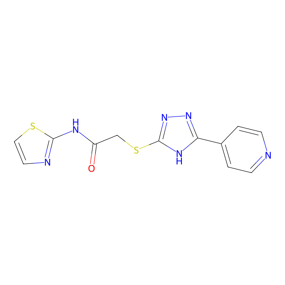2-((5-(Pyridin-4-yl)-4H-1,2,4-triazol-3-yl)thio)-N-(thiazol-2-yl)acetamide molecular structure, CAS 833434-07-4