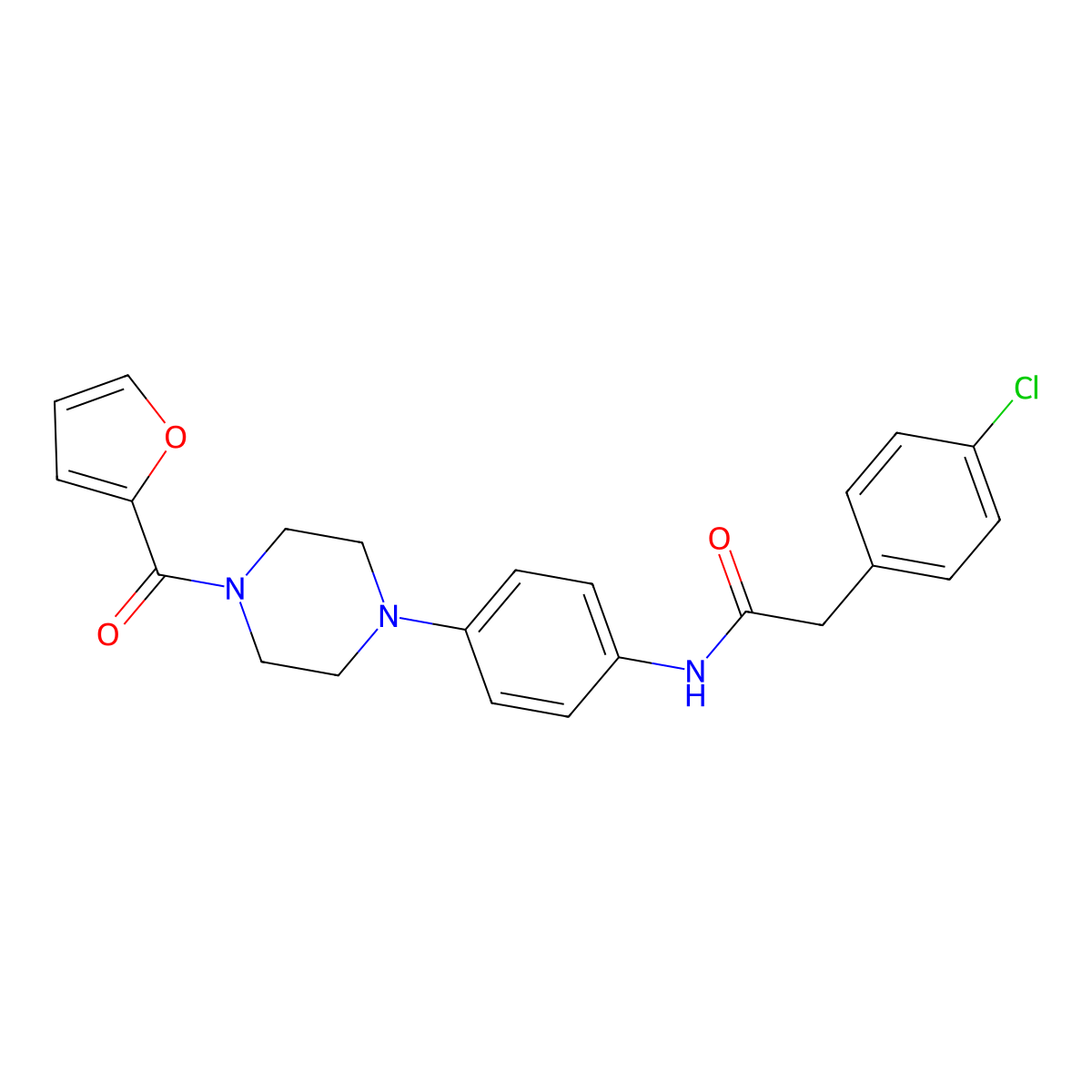 2-(4-chlorophenyl)-N-{4-[4-(2-furoyl)-1-piperazinyl]phenyl}acetamide molecular structure, CAS 833434-09-6