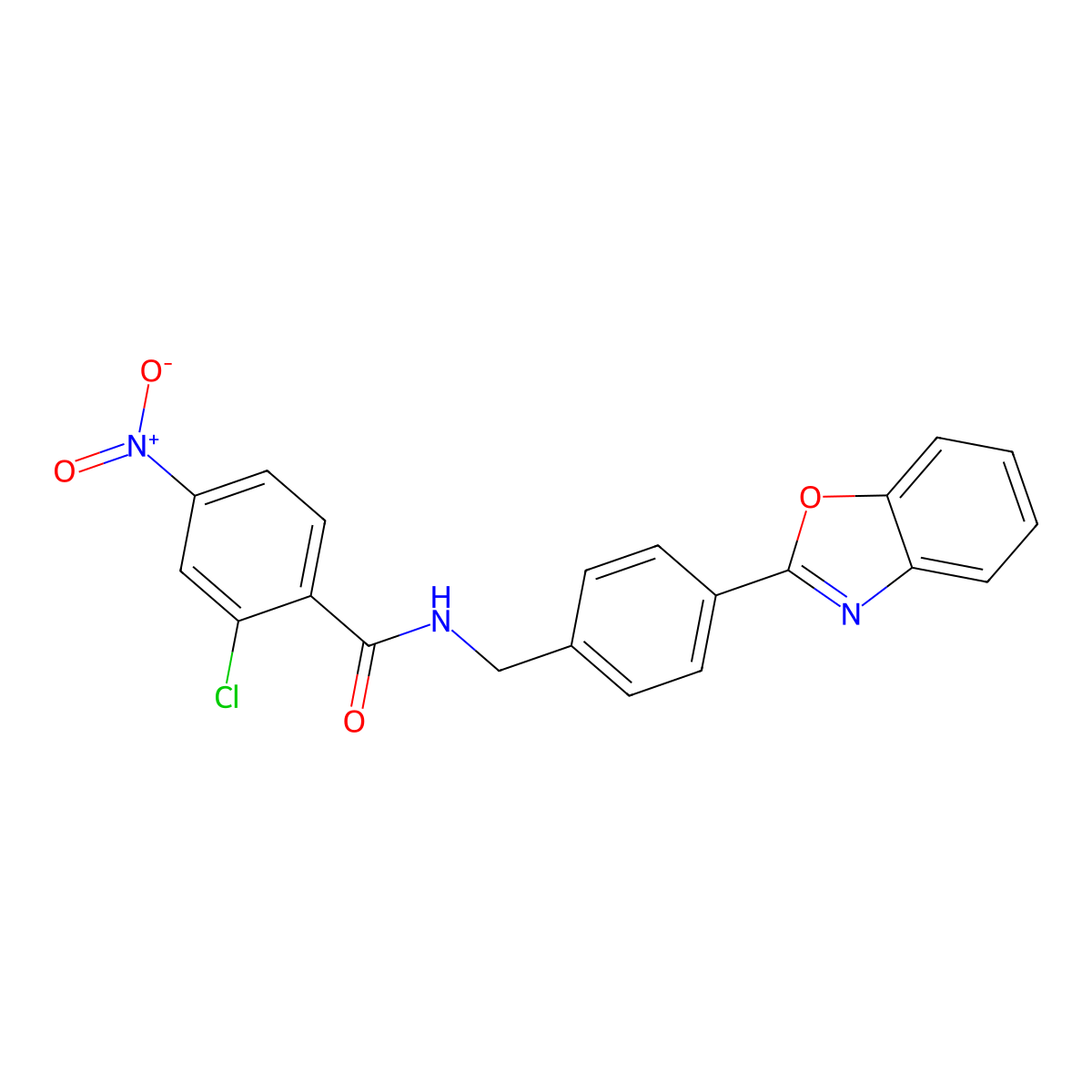 N-[[4-(1,3-benzoxazol-2-yl)phenyl]methyl]-2-chloro-4-nitrobenzamide molecular structure, CAS 833434-11-0
