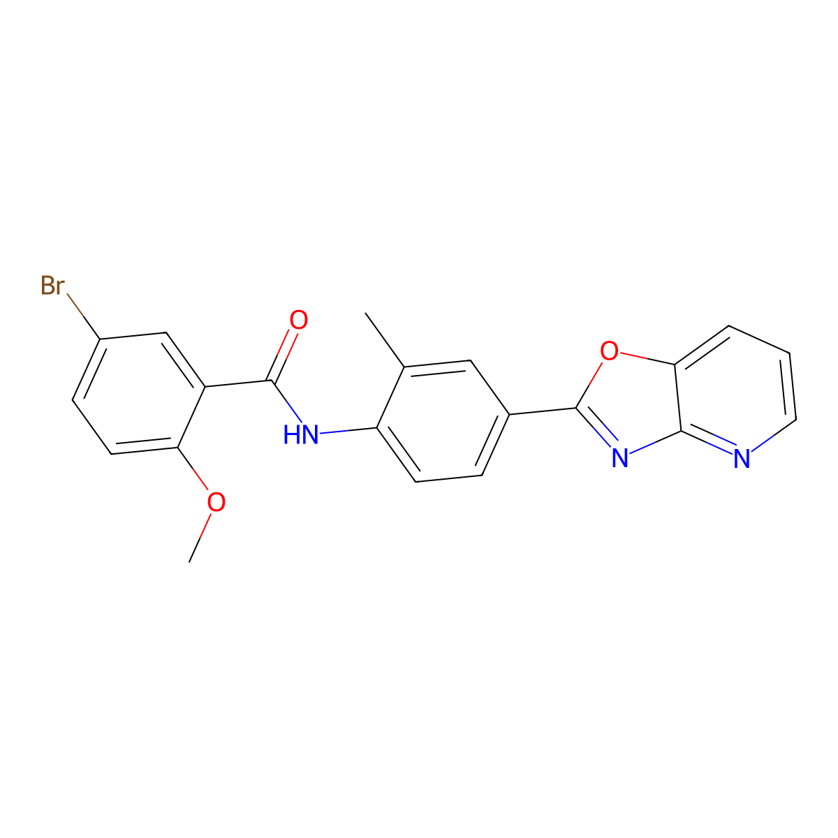 5-bromo-2-methoxy-N-(2-methyl-4-[1,3]oxazolo[4,5-b]pyridin-2-ylphenyl)benzamide molecular structure, CAS 833434-15-4