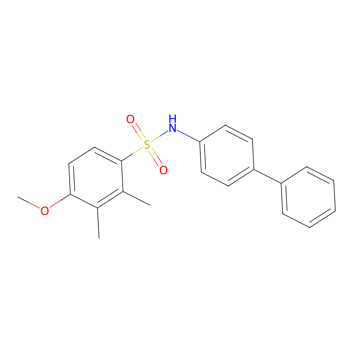 N-{[1,1'-biphenyl]-4-yl}-4-methoxy-2,3-dimethylbenzene-1-sulfonamide molecular structure, CAS 833434-16-5