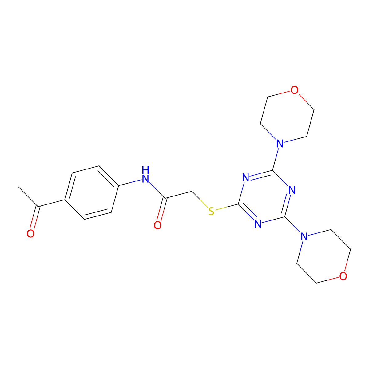 N-(4-acetylphenyl)-2-[(4,6-dimorpholin-4-yl-1,3,5-triazin-2-yl)sulfanyl]acetamide molecular structure, CAS 833434-34-7