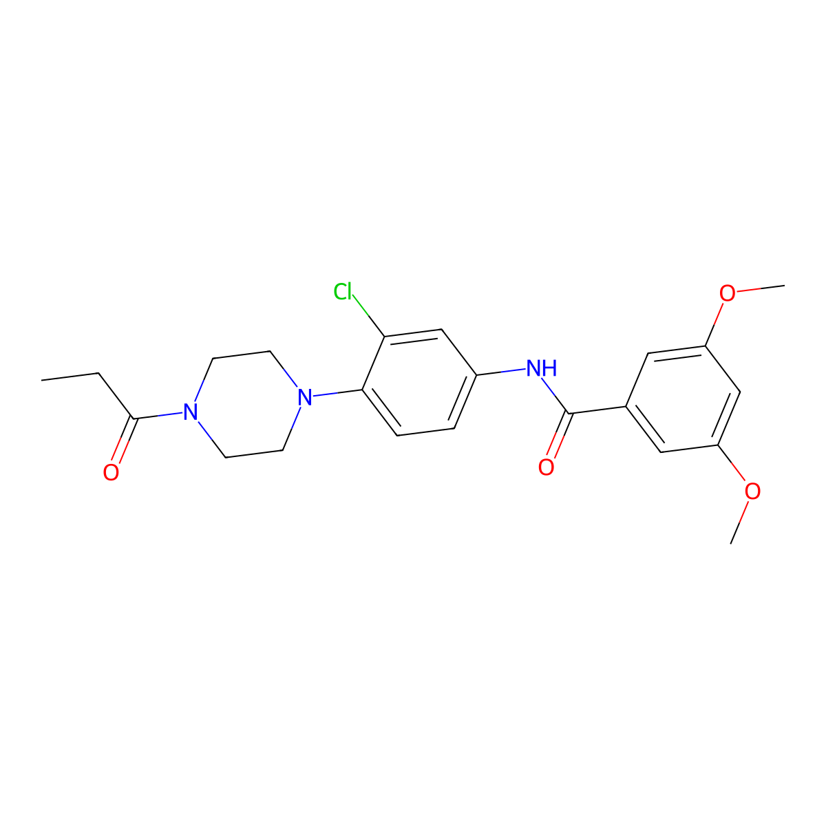 N-[3-chloro-4-(4-propanoylpiperazin-1-yl)phenyl]-3,5-dimethoxybenzamide molecular structure, CAS 833434-47-2