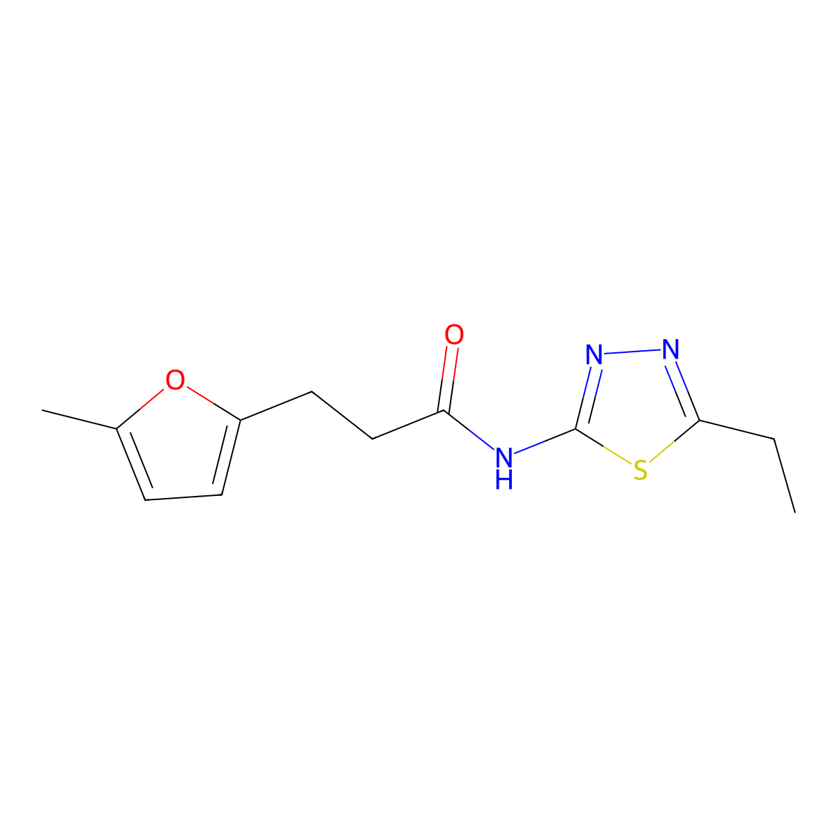N-(5-ethyl-1,3,4-thiadiazol-2-yl)-3-(5-methylfuran-2-yl)propanamide molecular structure, CAS 833434-50-7