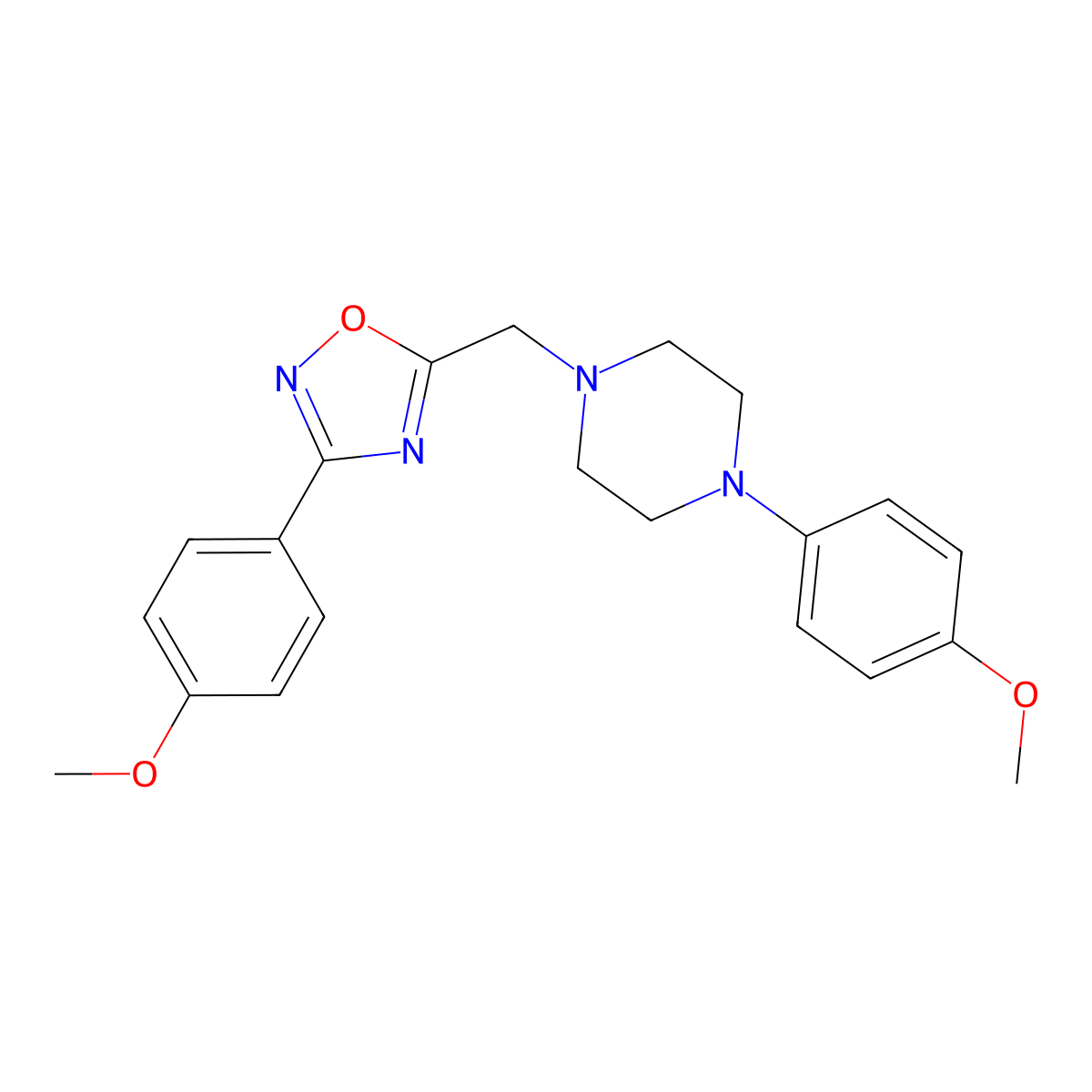 1-(4-Methoxyphenyl)-4-{[3-(4-methoxyphenyl)-1,2,4-oxadiazol-5-yl]methyl}piperazine molecular structure, CAS 833434-61-0