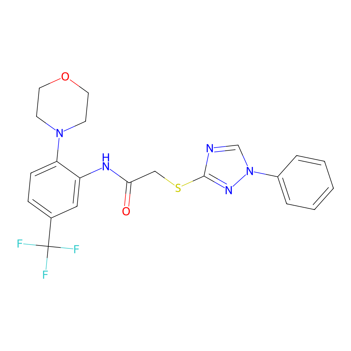 N-[2-morpholin-4-yl-5-(trifluoromethyl)phenyl]-2-[(1-phenyl-1,2,4-triazol-3-yl)sulfanyl]acetamide molecular structure, CAS 833434-87-0