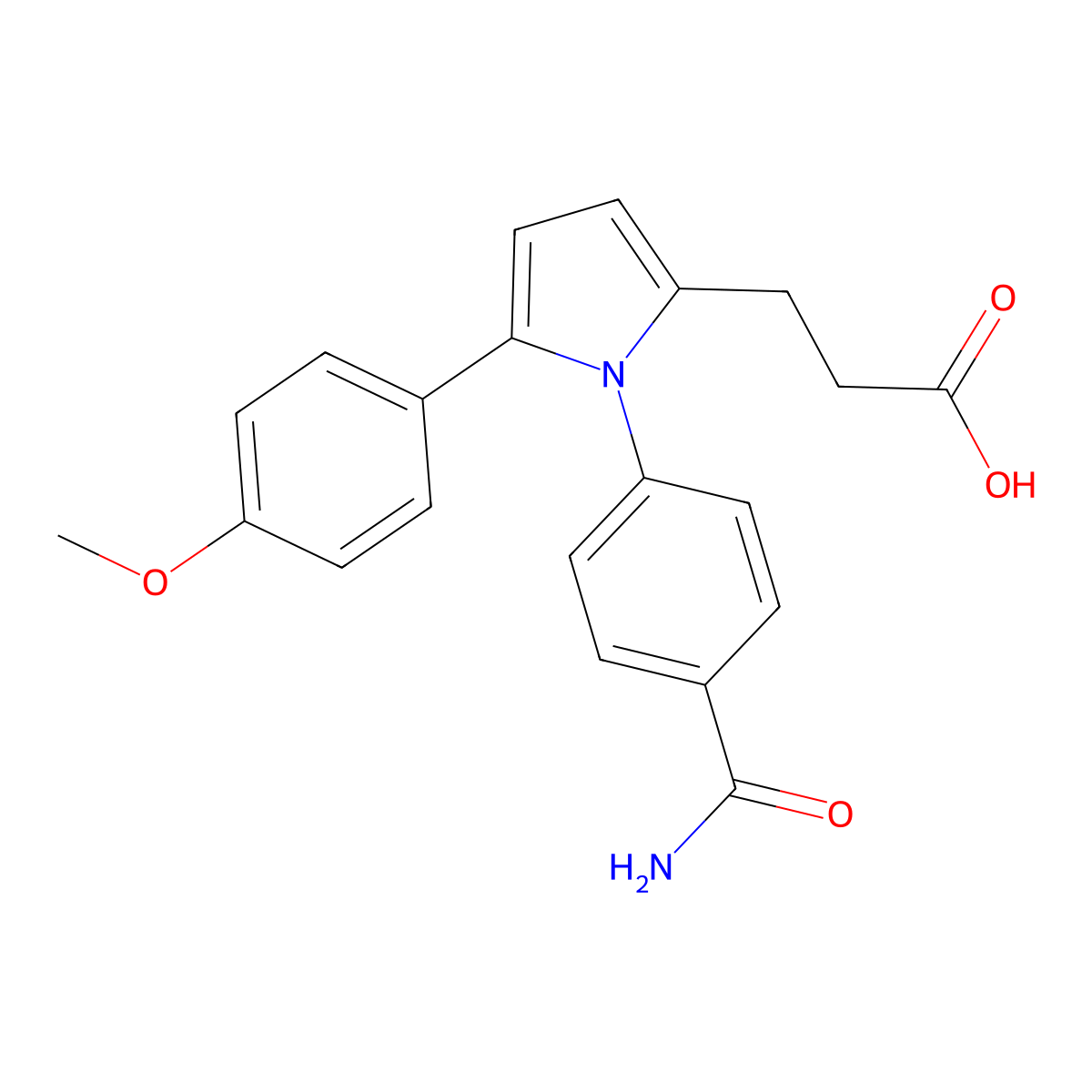3-[1-(4-carbamoylphenyl)-5-(4-methoxyphenyl)-1H-pyrrol-2-yl]propanoic acid molecular structure, CAS 833434-89-2