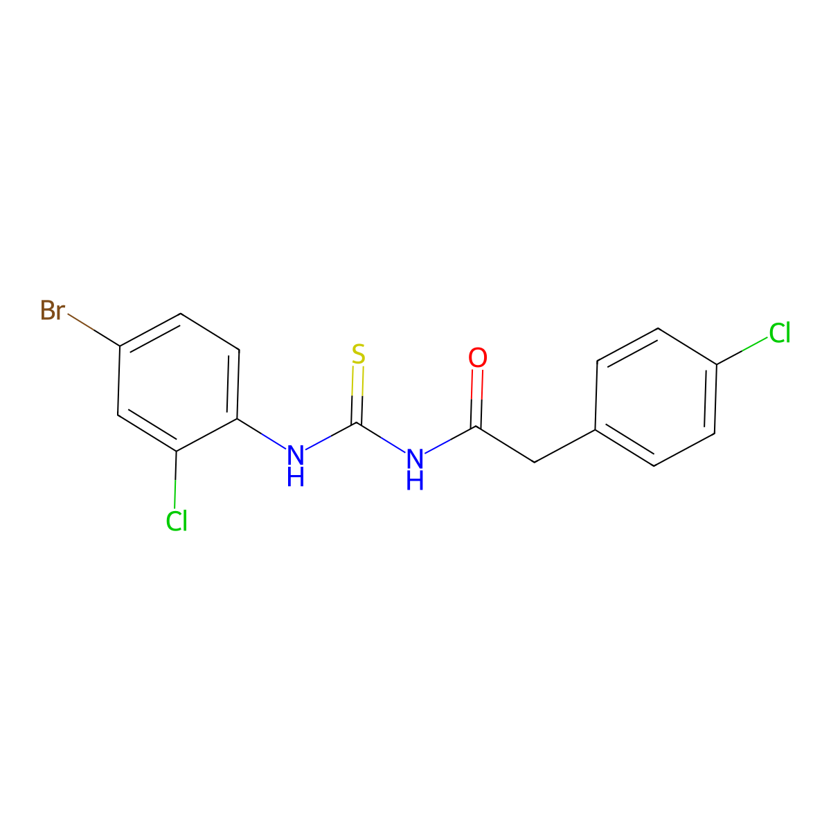 N-[(4-bromo-2-chlorophenyl)carbamothioyl]-2-(4-chlorophenyl)acetamide molecular structure, CAS 833434-90-5