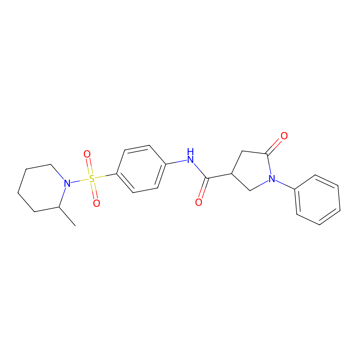 N-[4-(2-methylpiperidin-1-yl)sulfonylphenyl]-5-oxo-1-phenylpyrrolidine-3-carboxamide molecular structure, CAS 833435-22-6