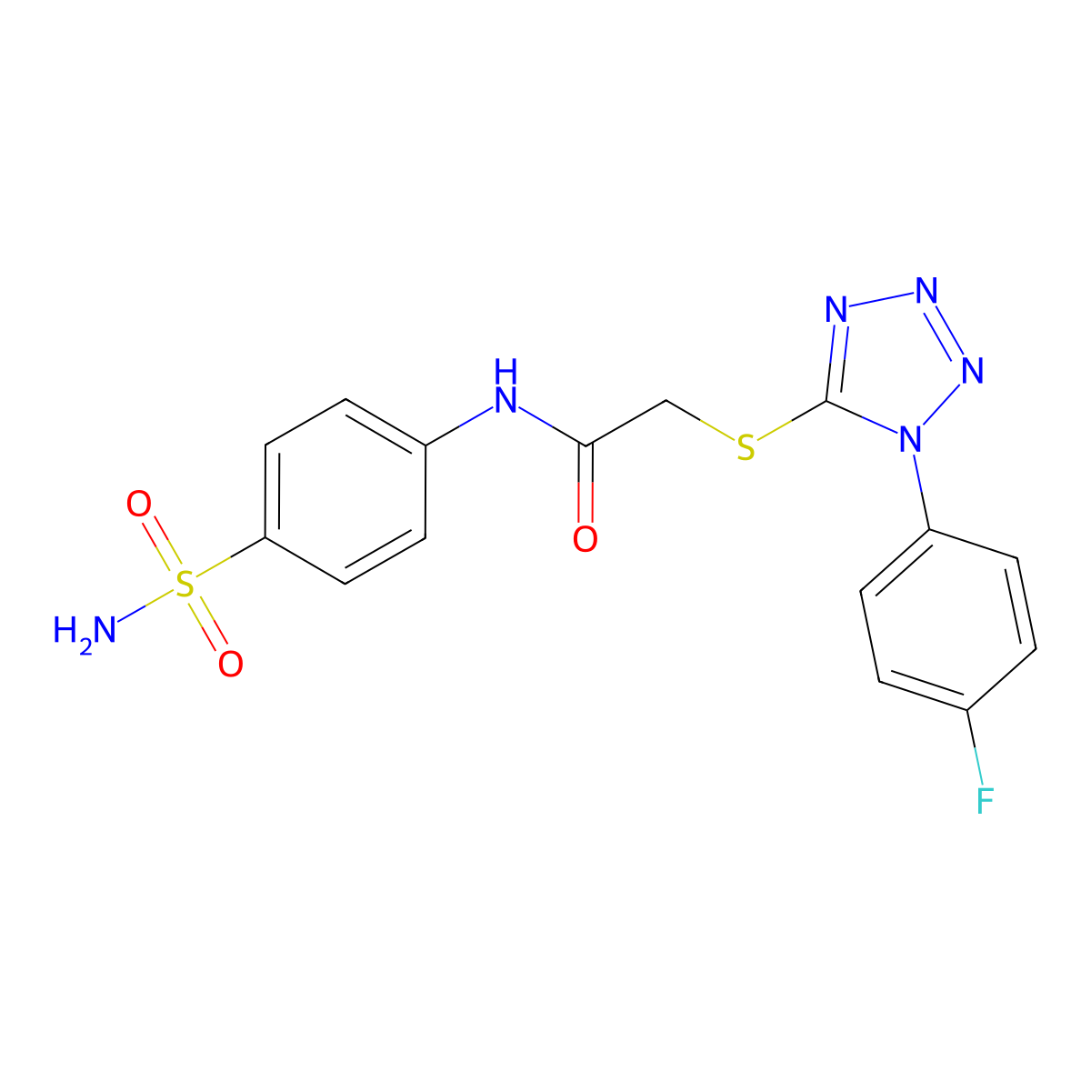 2-[1-(4-fluorophenyl)tetrazol-5-yl]sulfanyl-N-(4-sulfamoylphenyl)acetamide molecular structure, CAS 833435-70-4