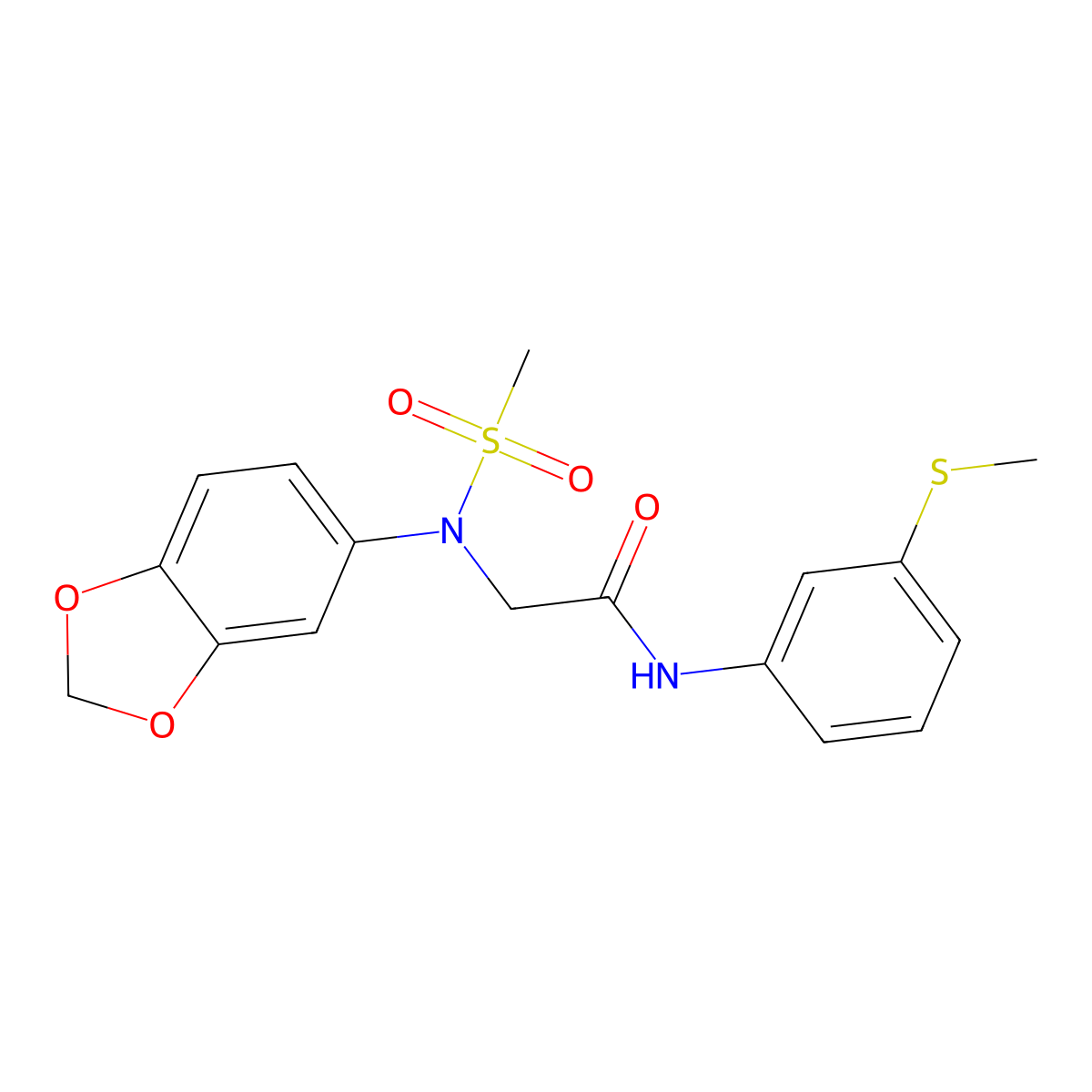 2-[1,3-benzodioxol-5-yl(methylsulfonyl)amino]-N-(3-methylsulfanylphenyl)acetamide molecular structure, CAS 833435-87-3